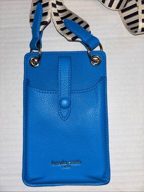FENELLA SMITH LONDON BRAND FROM THE UK….PEBBLED BLUE FAUX LEATHER CROSSBODY